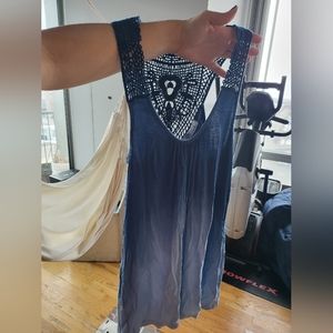 Lacy blue tank top